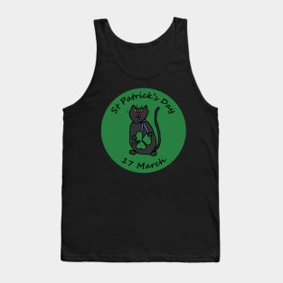 Cat with Ribbon and Shamrock St Patricks Day Tank Top